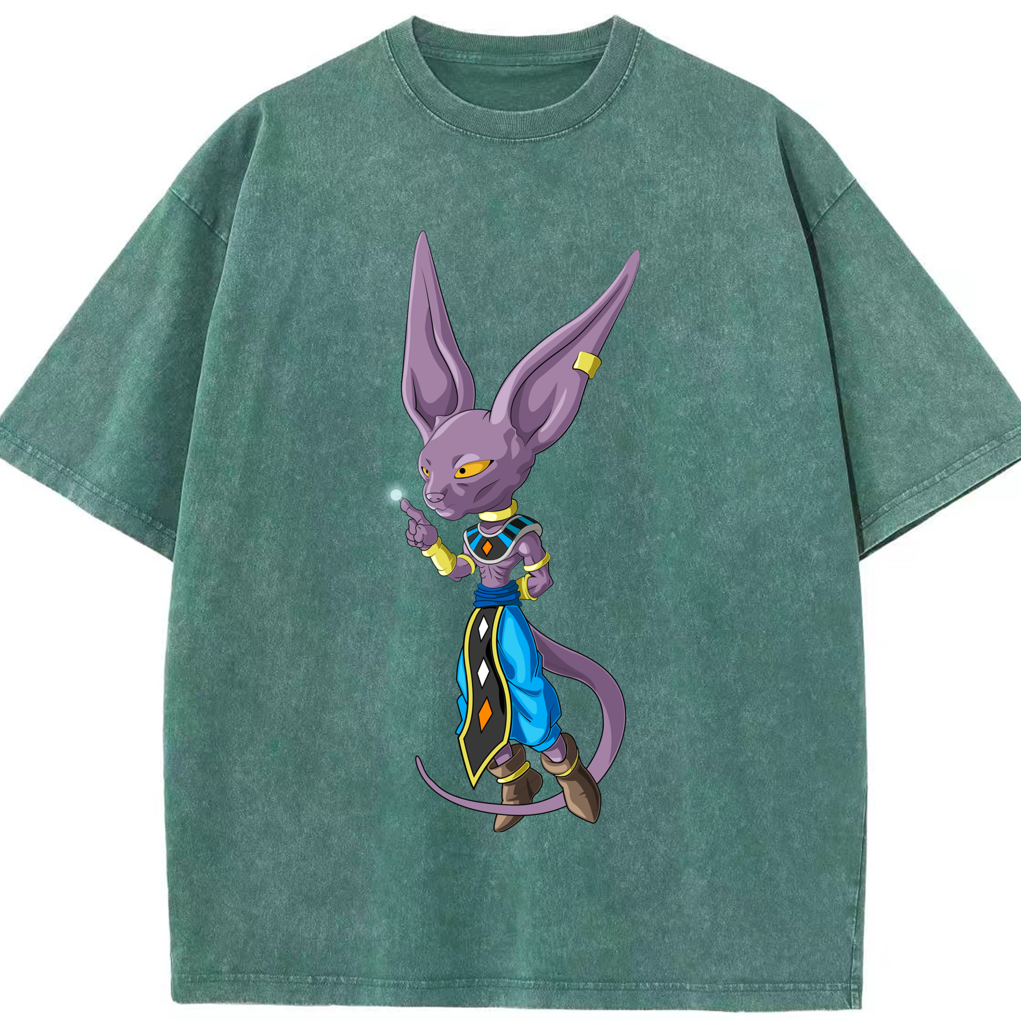 （画像用） ドラゴンボール ビルス 破壊神ビルス DRAGON BALL Beerus Birusu 綿100% ヴィンテージ風 半袖Tシャツ（フロントプリント）